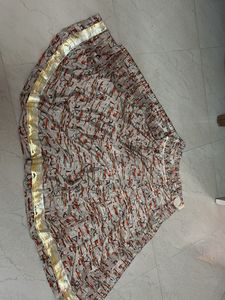 Patterned Skirt with Gold Trim