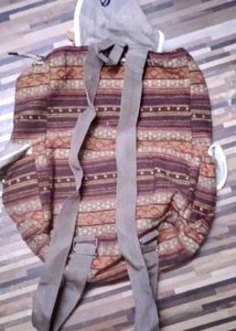 Striped Backpack with Butterfly Details