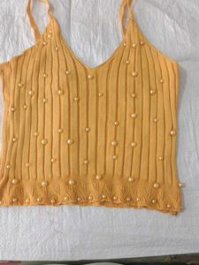 Pearl Embellished Knit Tank