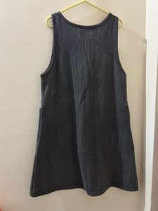 Gray Sleeveless Dress with White Top