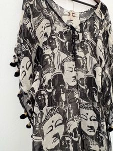 Buddha Print Kaftan Dress
