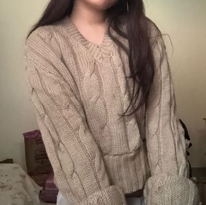 Cute tan cable Knit Sweater