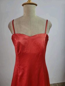 Coral Satin A-Line Dress