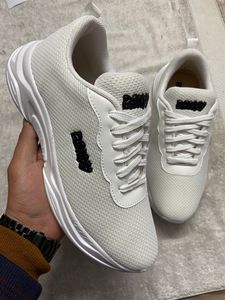 White Mesh Running Sneakers