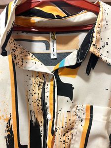 Patterned Tie-Front Shirt