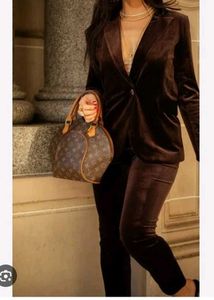 Velvet Brown Blazer Pant Set