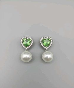 Heart &amp; Pearl Drop Earrings