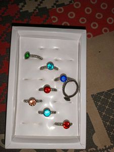 Colorful Gemstone Ring Set Combo Of 4.