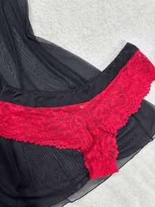Red &amp; Black Babydoll Set