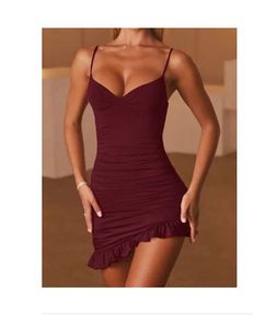 Burgundy Bodycon Mini Dress