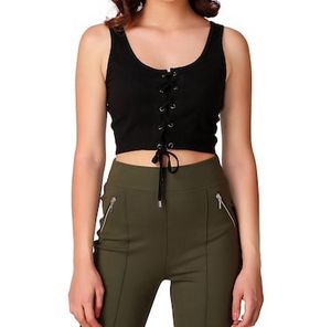 TEXCO Lace Up Crop Top