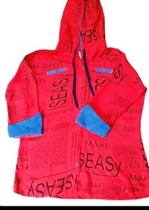 Red Sweatshirt Jacket For Women
