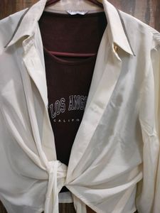 Embroidery Shirt With Inner Crop Top