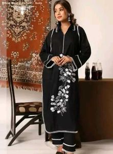Elegant Black Embroidered Kurta Set