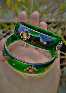 Green Bangles - Set of Two