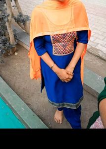 Blue & Orange Kurta Set