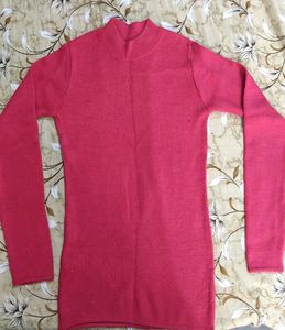 Girl Pink Knit woolen high neck