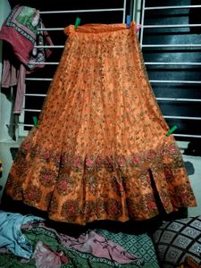 Elegant Peach Embroidered Lehenga Set