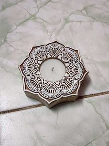 Hand-Painted Wooden Candle Holder