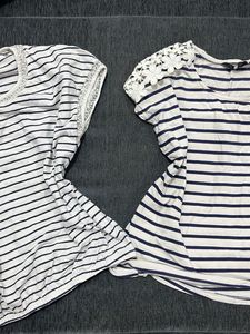 Combo-Chic Striped Tunic Top with Lace Detail