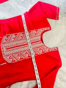 Red Embroidered Kurta Set