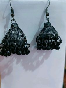 Black Oxidised Jhumka Earring