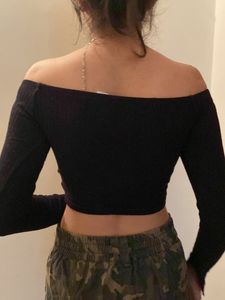 H&amp;M Black Off Shoulder Crop Top