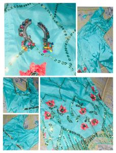 Aqua Floral Embroidered Salwar Kameez Set