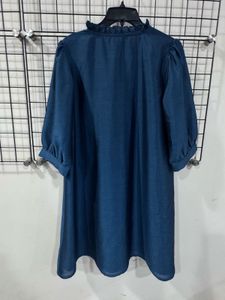 Chic Blue Floral Embroidered Dress