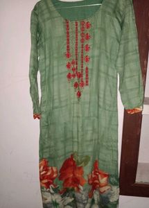 Olive Green Embroidered Kurti