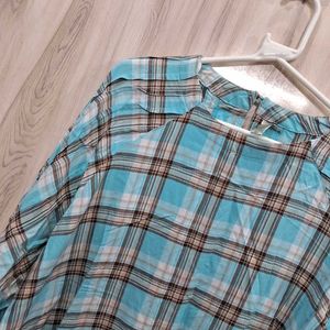 Checkered Blue Boxy Top