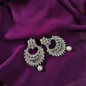 Elegant Silver-Toned Statement Earrings