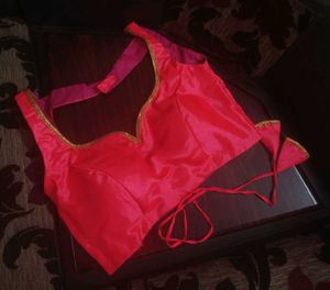 Pink Lace Backless Drawstring Blouse Padded