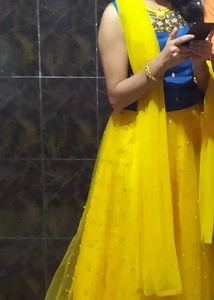 Elegant Blue &amp; Yellow Lehenga Choli