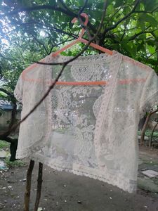 Sheer White Crop Shrug