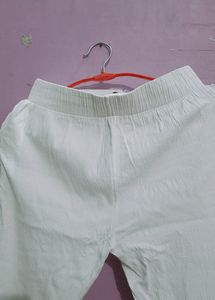 New White Pant with Lace Design