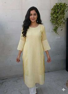 Yellow Embroidered Kurta
