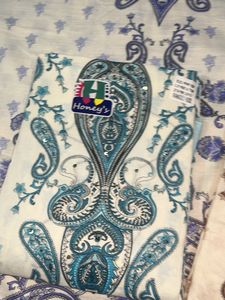 Pakistani Blue &amp; White Printed Fabric