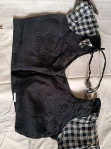 Black &amp; White Checkered Blouse