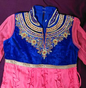 Girls Blue &amp; Pink Net Festive / Partywear Dress.