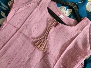 Pink Short  Chikankari Kurti
