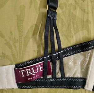 True&amp;Co.Black&amp;White Polka Dot/Lace Balconette Bra