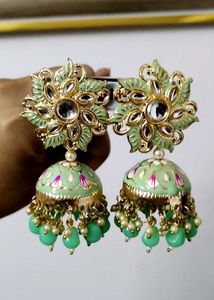 Mint Jhumka Earrings