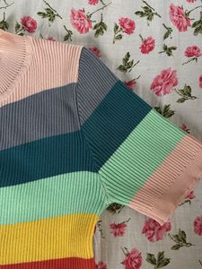 Rainbow Striped Knit Top