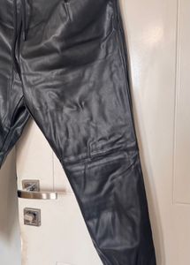 Stylish Black Leather Joggers