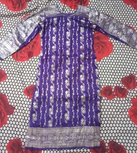 Banarasi Embroidered Kurta Lehnga Dupatta Set
