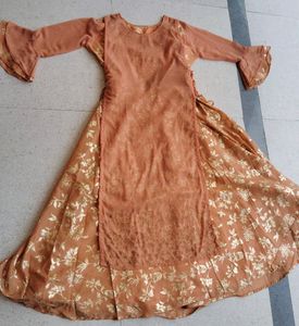 Women Layered Side Lace Flared Gown