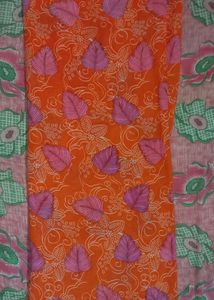 Casual Orange Saree With Pretty Prints And Light Weight Used Just 1/2 Times, So Fall And Pico Is Done.