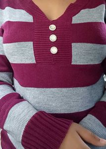 Striped V-Neck Tunic Top