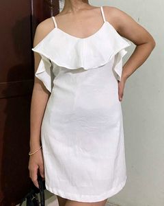 White Ruffle Mini Dress